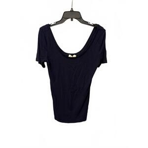 Saturday Sunday Navy Blue Scoop Neck Short Sleeve Top Size L
